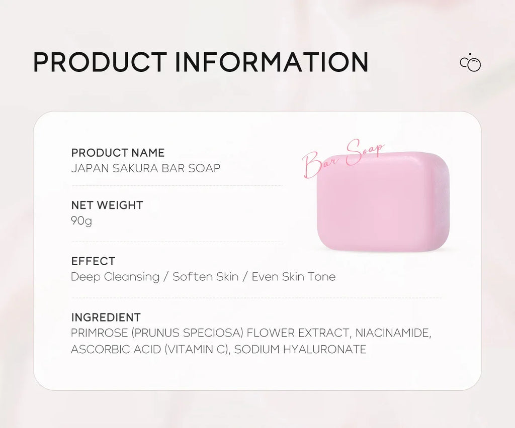 LAIKOU Sakura Facial  Body Whitening Soap Reduces Acne Dark Spot Deep Cleaning Cutin For Face Body Skin Care 90g ﻿