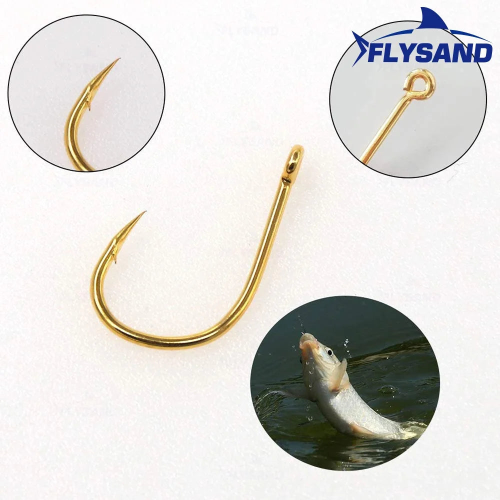 FLYSAND 100pcs/500pcs High Carbon Steel Fishing hooks Mixed Size Barbed jig hook Carp Fishing Jig Head Fly fishing Accessories
