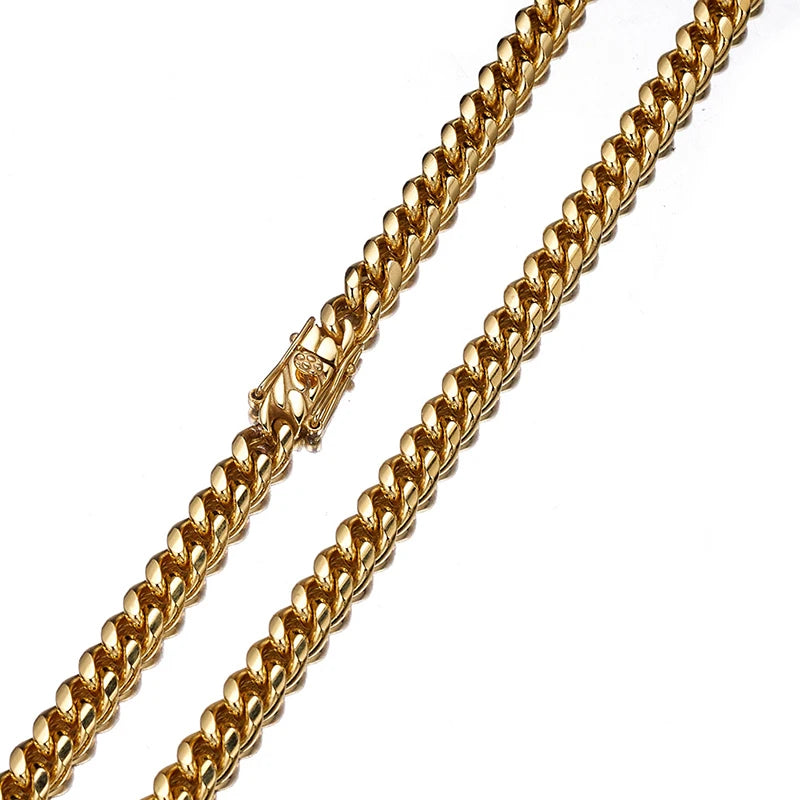 6mm-22mm Gold Silver Color Titanium Steel Cuban Miami Chains Necklaces Big Heavy Round Link Chain for Men Hip Hop Rock jewelry