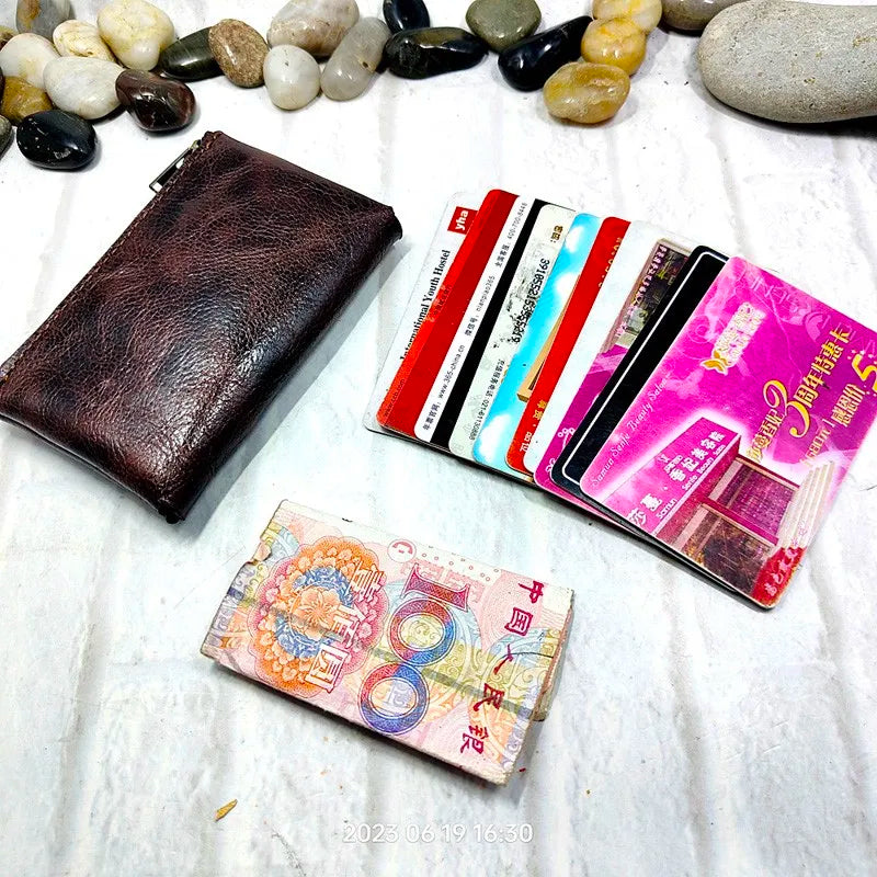 Blongk Zippered Waist Pack Genuine Leather Belt Bag Small Credit Card Holder Mini Car Key Case Pouch Wallet Men Women L1006D-S