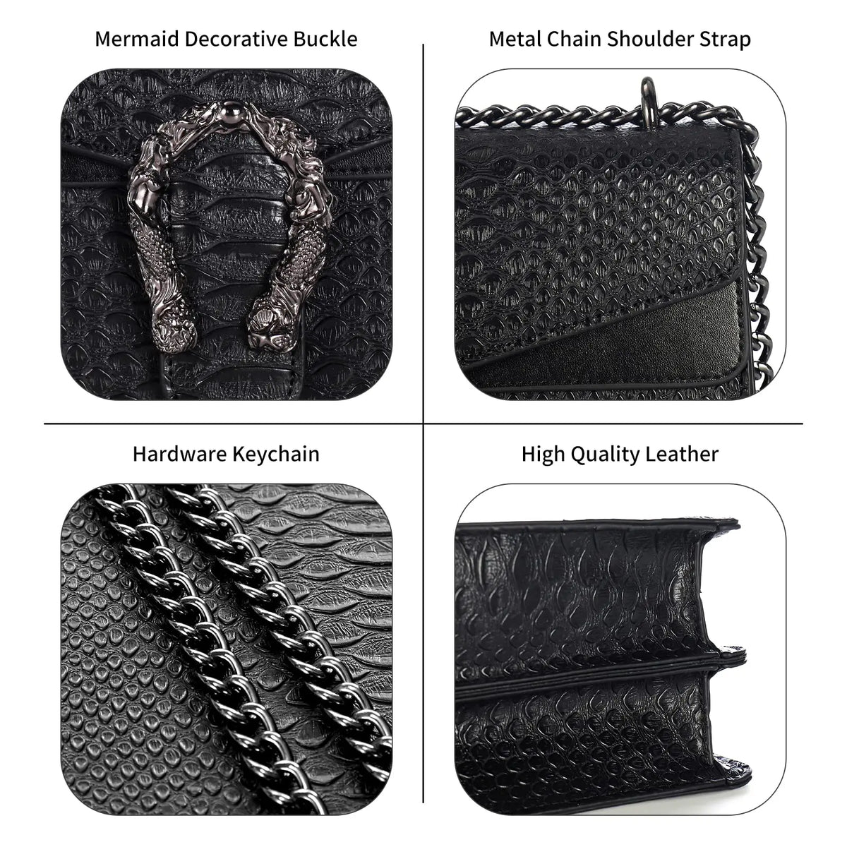 Shoulder Bag Crossbody Bag and Satchel Purse for Women - Fashion Snake Print Chain Purse Luxury PU Leather HandBag
