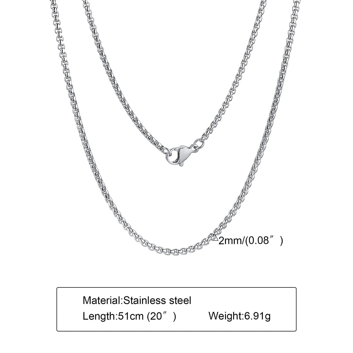 Round Box Chain for Men Boys,Gold Silver Black Plated Stainless Steel Chain Collars,Unisex Jewelry Gifts,18 to 30 Inch