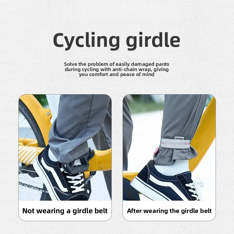 Reflective Elastic Leg Straps Anti-Slip Night Running Cycling Pant Binding Ties with Storage Buckle for Outdoor Activities