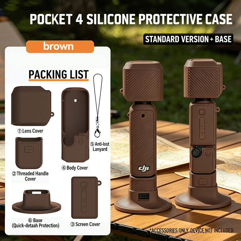 New Silicone Protective Case Set for DJI Pocket 4 Scratch-resistant Shock-resistant Protective Case for Camera Shell Accessories