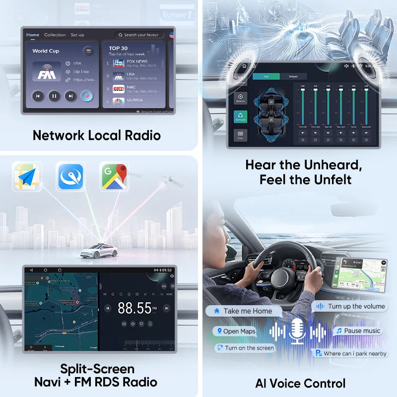 Junsun Wireless Carplay Android Auto Android 15 Car Multimedia Touch Screen Head Unit for Honda Civic  2013 2014 2015 GPS Radio Bluetooth 5.0 4G LTE 5G WiFi Smart Voice Control Stereo Receiver