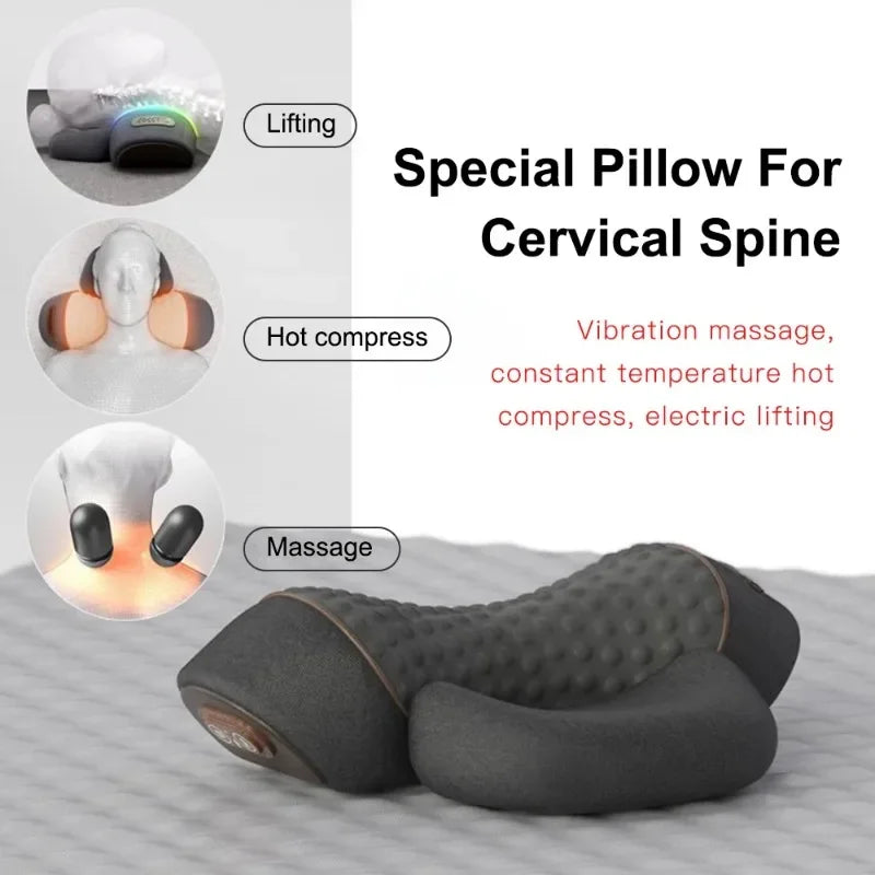 Electric Neck Massager Pillow Cervical Stretcher Heating Vibration Massage Back Traction Orthopedic Sleeping Pillows Support