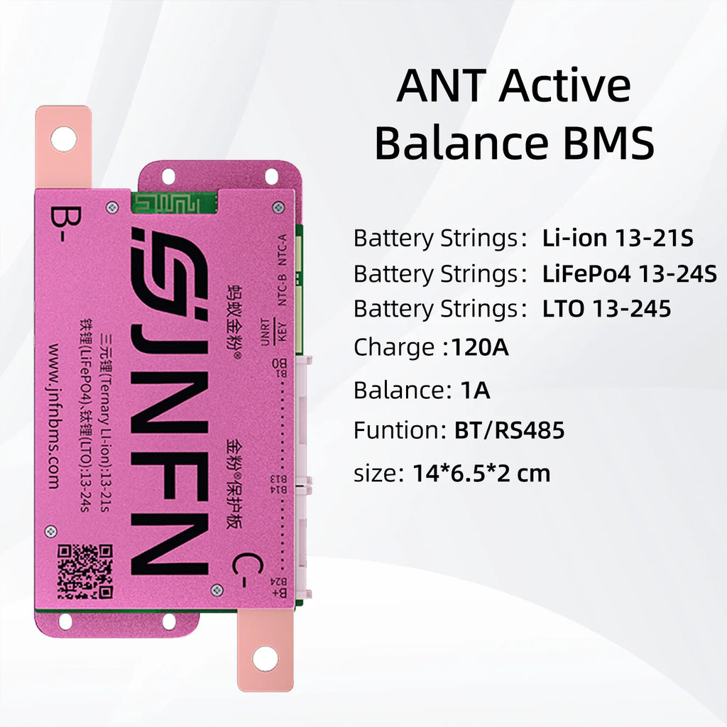 ANT BMS 1A Active Balance Smart BMS 13S 16S 48V 17S 20S 60V 24S 72V Lifepo4 18650 Li-Ion Lto 100A 120A 150A Battery Pack RS485