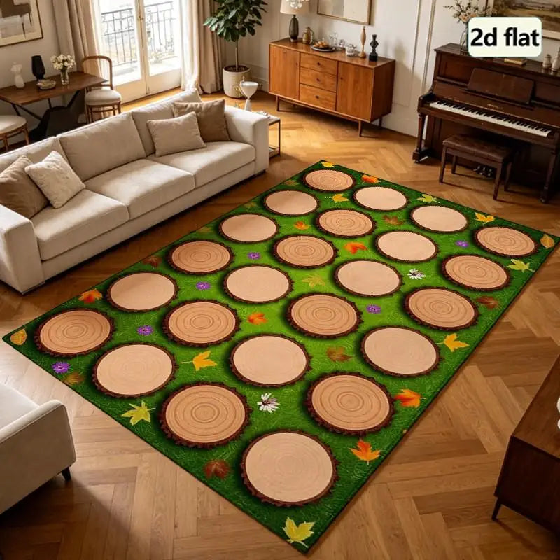 1 Piece Wood Slice Pattern Rug, Soft And Comfortable, All Seasons, Lightweight, Easy To Care, Home Decor For Living Room, Bedroom, Hallway, Room Decoration, Winter, Autumn