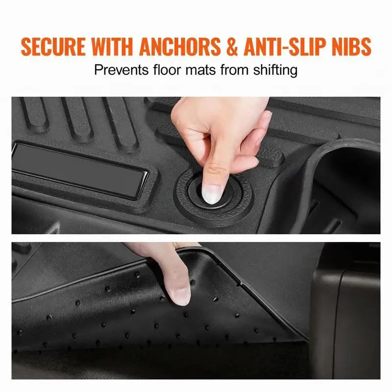 Car floor mats suitable for Toyota RAV4 (not for Hybrid or Prime) 2019–2024, 3-piece inserts for the front and second row, weatherproof custom-fit car floor mats made of TPE black