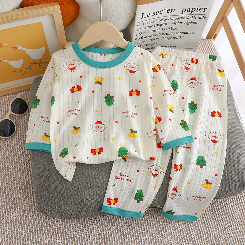 Cute Bear Print Baby Clothing Set Children Long Sleeve+ Pants Two Pieces Suit Kids Cotton Pullover Top Tee Girl Boy Casual