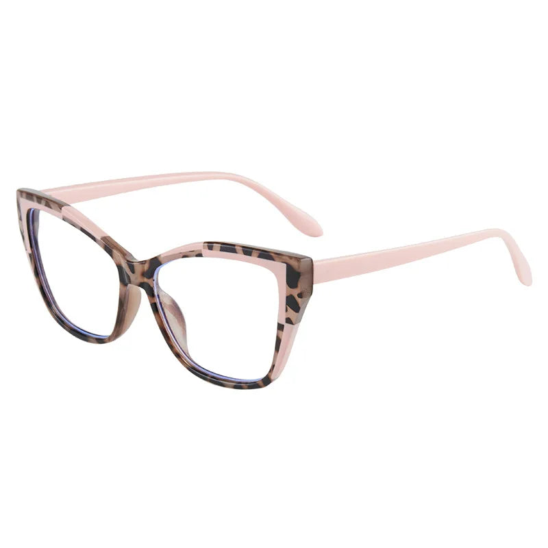 Vintage Contrast Cat Eye Glasses, Trendy Viral Style, Versatile For Commute, Blue Light Blocking Non-Prescription Eyewear 869