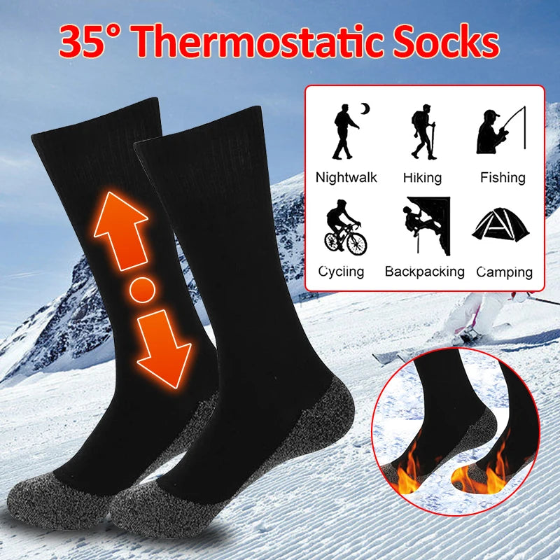 1Pair Winter Self-Heating Socks Thermal Heated Socks Soft Elastic Thicken Anti-Slip Socks For Women Men Outdoor Ski Tube Socks