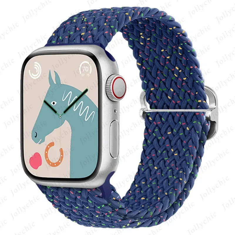 Braided Loop Strap For Apple Watch Ultra Band 49mm 44 45mm 42mm 41mm Nylon Elastic Belt Bracelet iWatch Series 9 8 7 6 5 4 SE 3