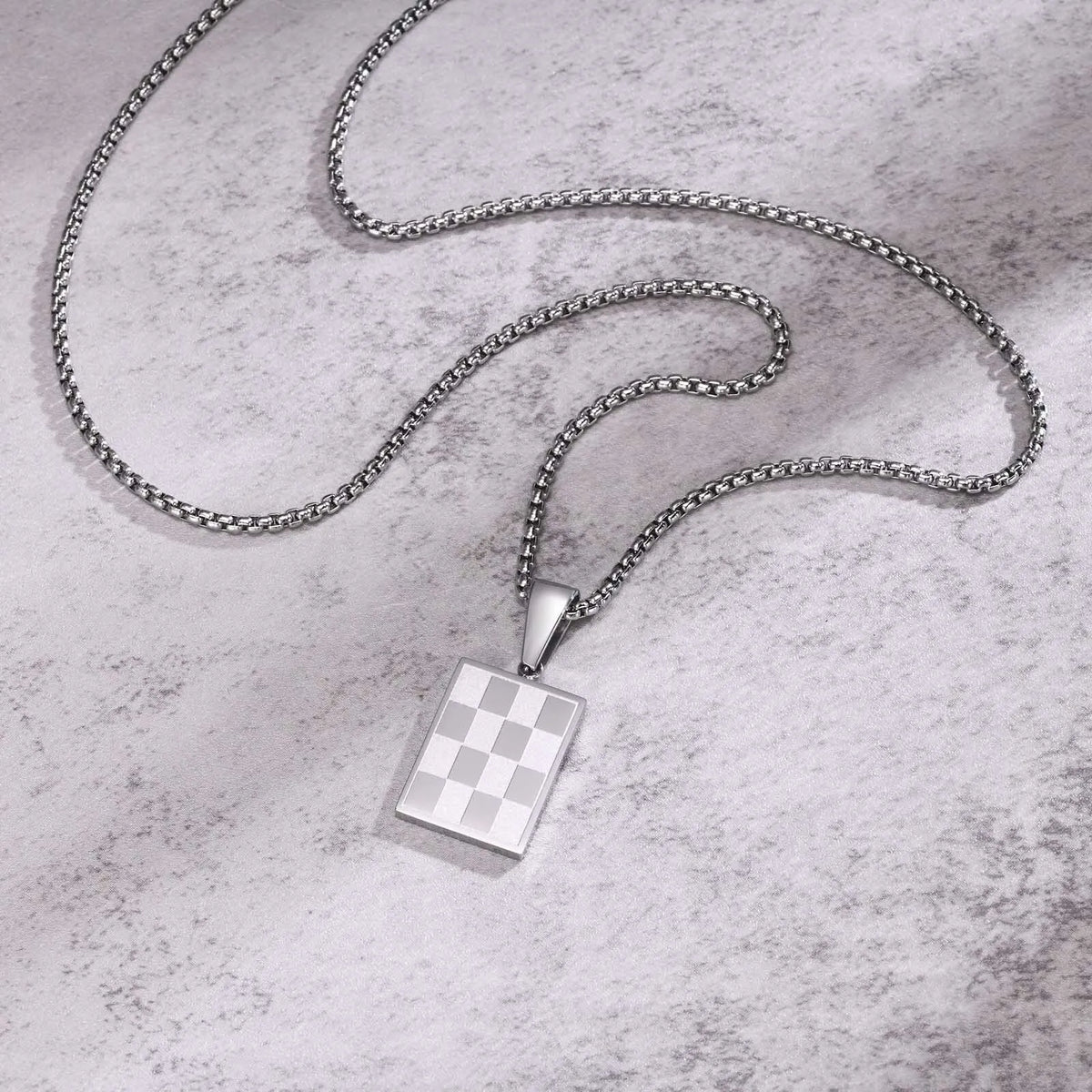 Vnox Small Dogtags Pendant Necklaces for Men, Black Silver Color Stainless Steel Military Dog Tag with Box Chain Gift to Him