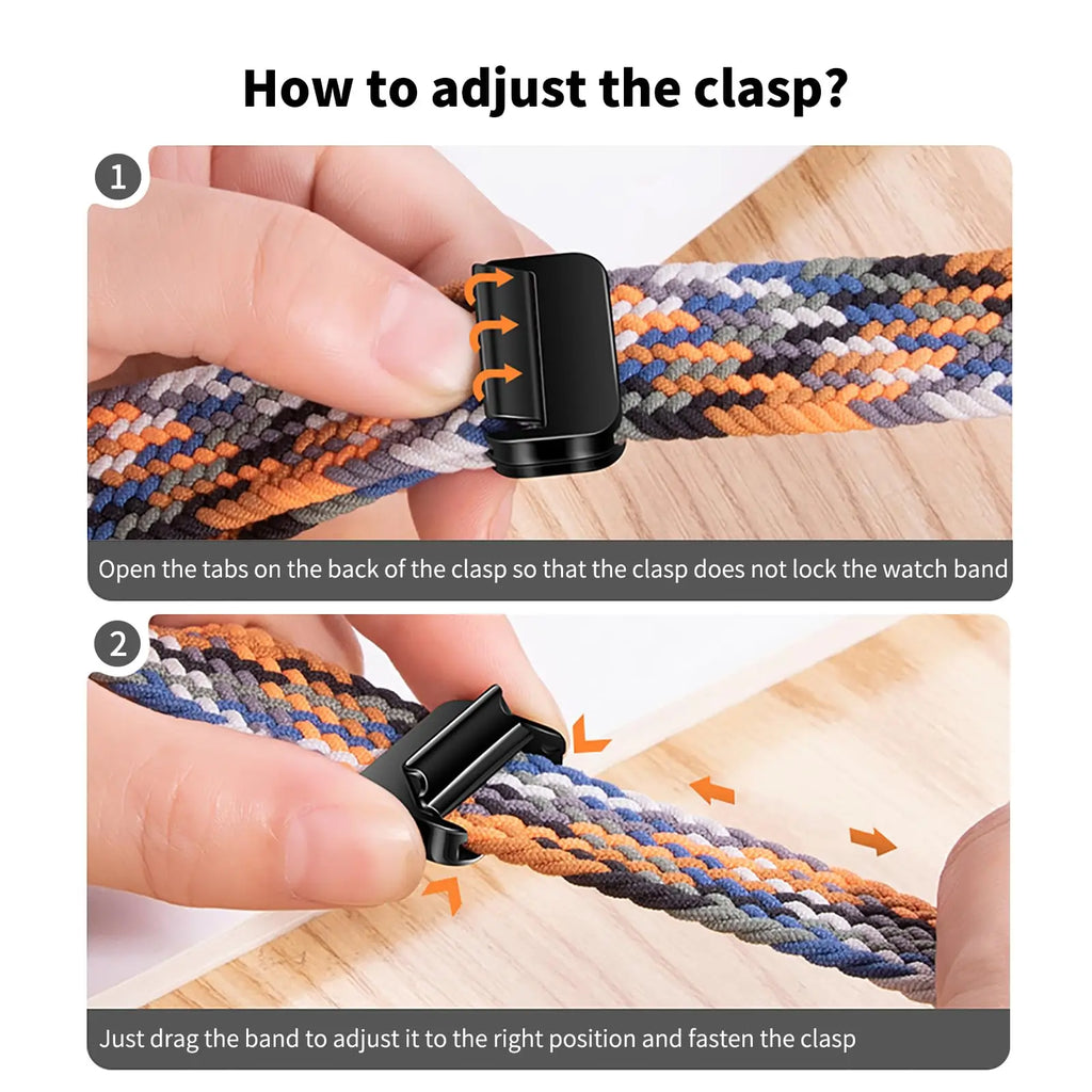 Nylon Strap For Apple Watch Band Ultra 44mm 40mm 45mm 49mm 41mm 44 mm magnetic buckle Braided Bracelet iWatch series 10 9 se 7 8