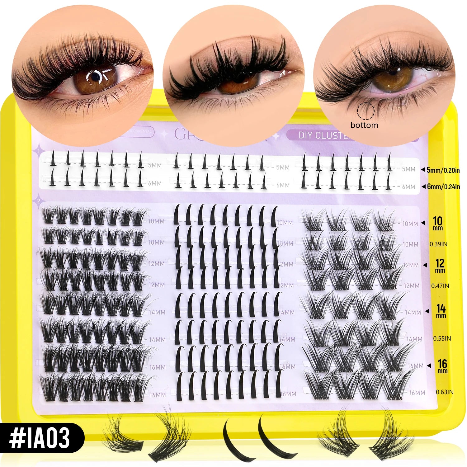 GROINNEYA Manga Lashes Cluster Lashes Natural Eyelash Extension Cluster Natural Volume Individual Lashes Mixed Tray Lashes