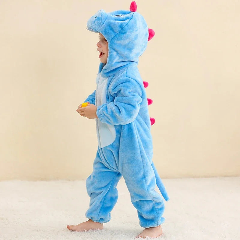 MICHLEY Carnival Winter Baby Rompers Hooded Flannel Cosplay Toddler Infant Clothes Bodysuits Jumpsuit Costume For Girl Boy
