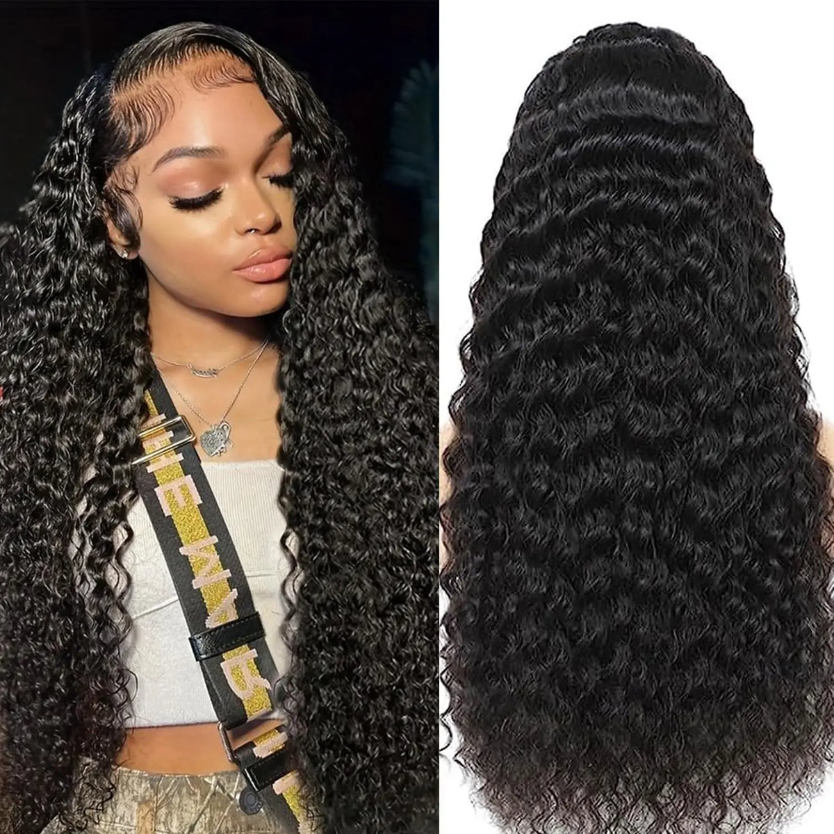 Natural Color Human Hair Wigs Deep Wave 40 Inches 200% Density 360 5x5 Closure 13x6 13x4 HD Transparent Invisible Lace Frontal Wig Black 1B For Women Brazilian Hair Pre Plucked Pre Cut Lace Pre Bleached Knots Pre Styled