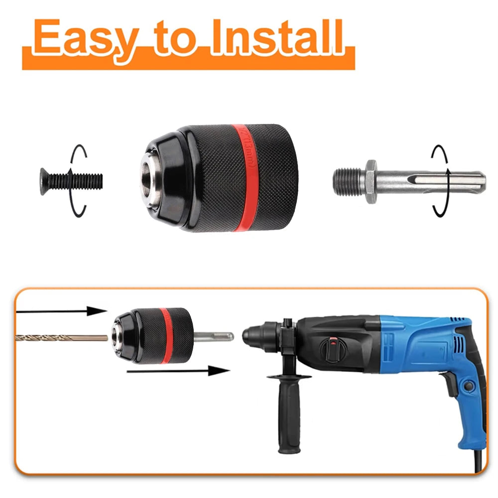 JENTORIX 2mm-13mm Metal Keyless Drill Chuck, 3Jaw Self-lock Ratchet Chuck 1/2-20UNF Thread, Chuck for Drill Bit Screwdriver&Taps