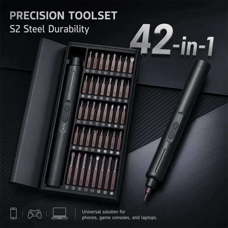 42-in-1 8th Gen Electric Screwdriver Cordless Precision Kit USB Rechargeable High Torque Power  Phone Laptop Electronics Repair