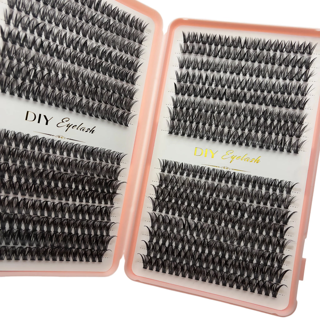 Individual Lashes 10-14mm 640pcs Cluster Lashes Natural Look Mixed Tray DIY Eyelash Extension Volume Clusters Eyelashes