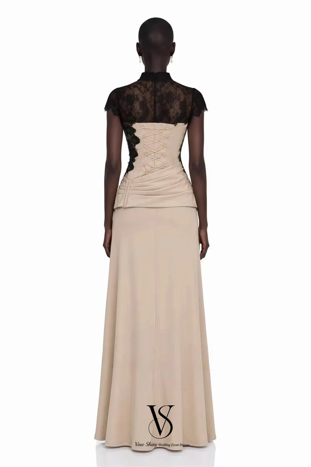 Vow Shiny Modern Lace Mermaid Formal Evening Gown High Neck Floor-Length Prom Gown Elegant Reception Dress שמלת ערב Customized