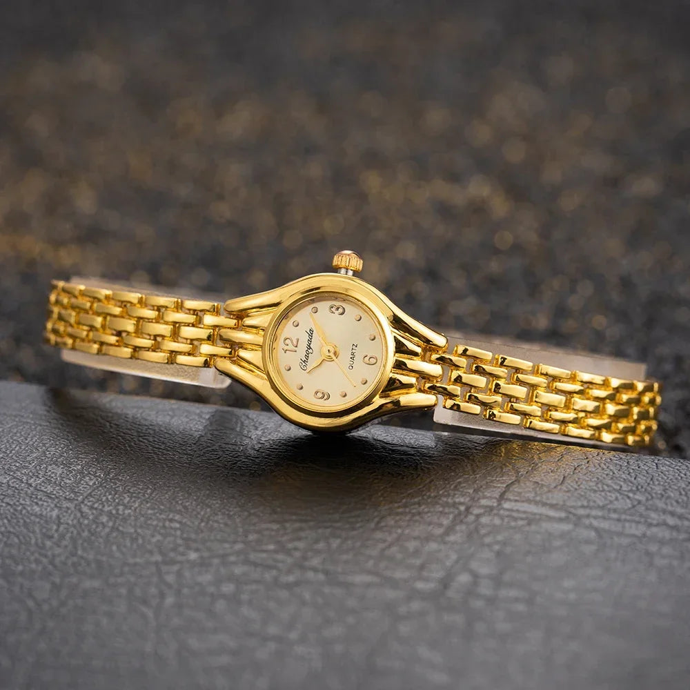 Women's Gold Bracelet Watch Fashion Elegant Small Dial Alloy Quartz Wristwatch Woman Luxury Ladies Watch Clock Gift Reloj Mujer