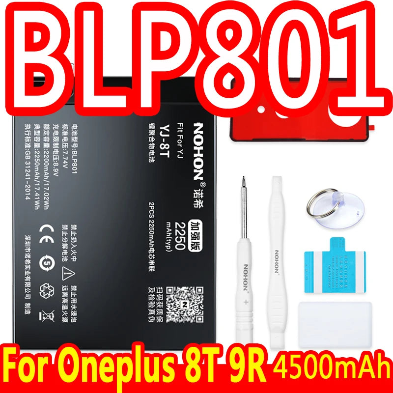 NOHON Battery For Oneplus 10 Pro 9 8 7 6 5 8T 7T 6T 5T 9RT 9R 10R Battery For One Plus BLP899 BLP827 BLP699 BLP685 BLP801 BLP861