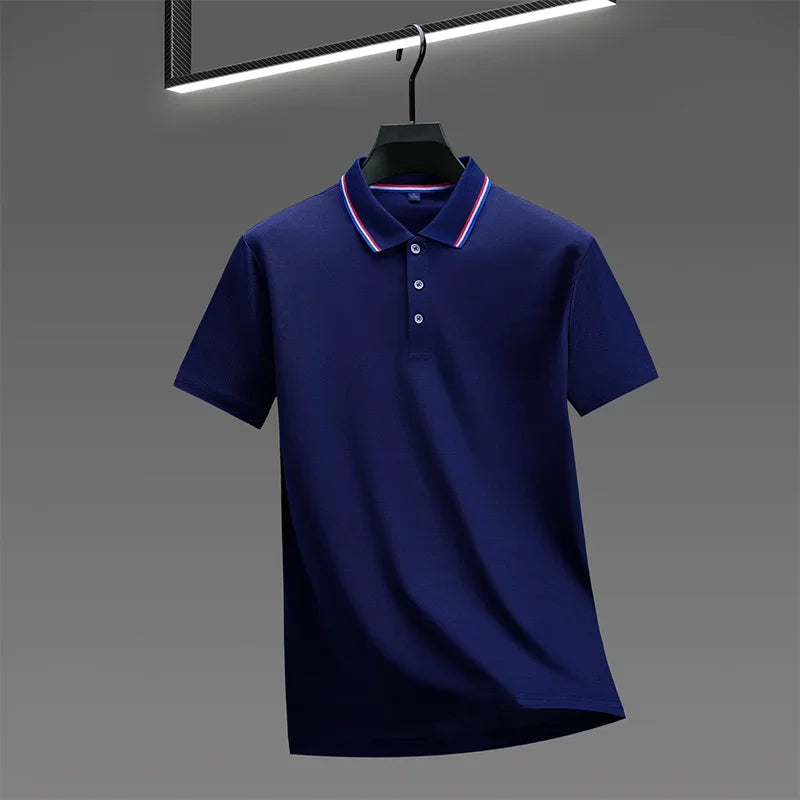 2026 New Men's Casual Solid Color Short Sleeved Polo Shirt Summer Fashionable and Comfortable Versatile Top