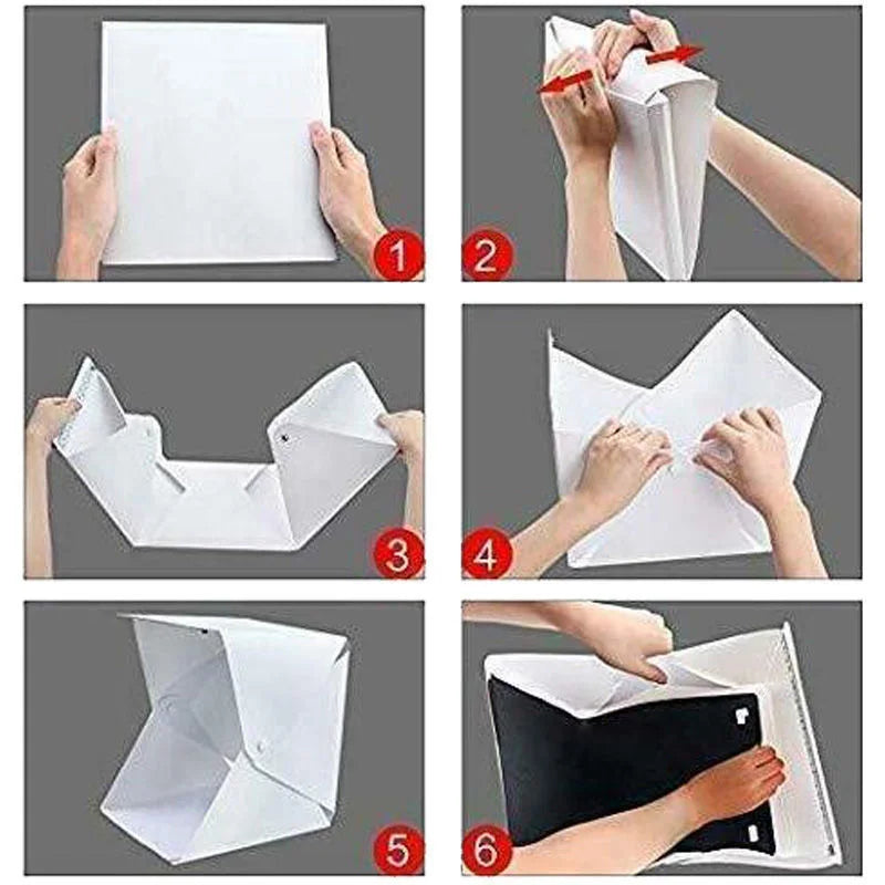 20cm Portable Photobox Photography Folding LED Light Room Photo Studio Light Tent Soft Box With 6 Color Backdrop For DSLR Camera