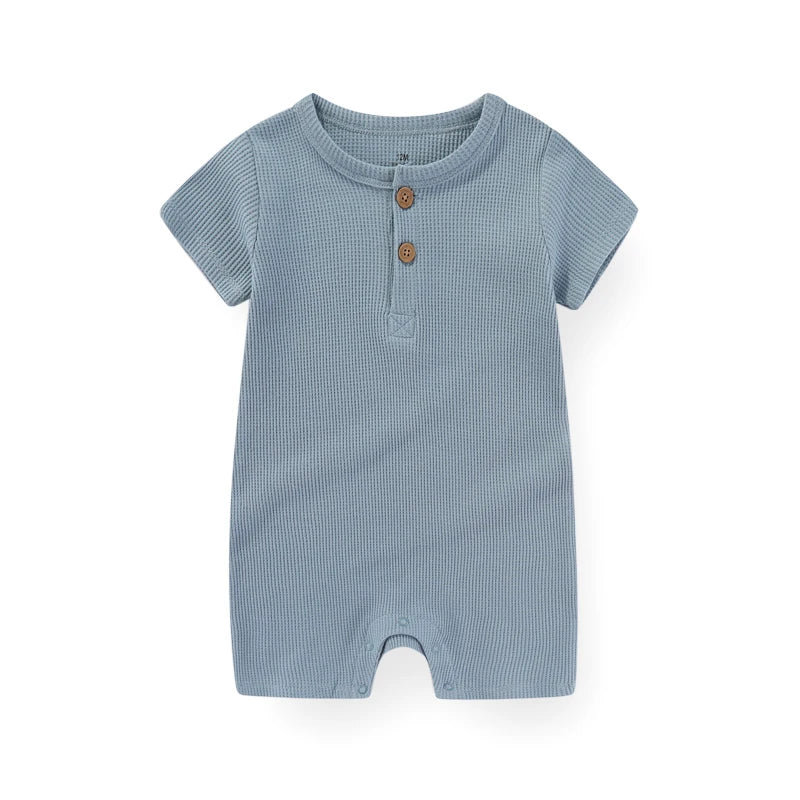 Kiddiezoom 1 PCS Fashion Four Seasons Unisex Solid Short Sleeve Baby Boy Girl Rompers 100%Cotton Soft Newborn Jumpsuit Clothes