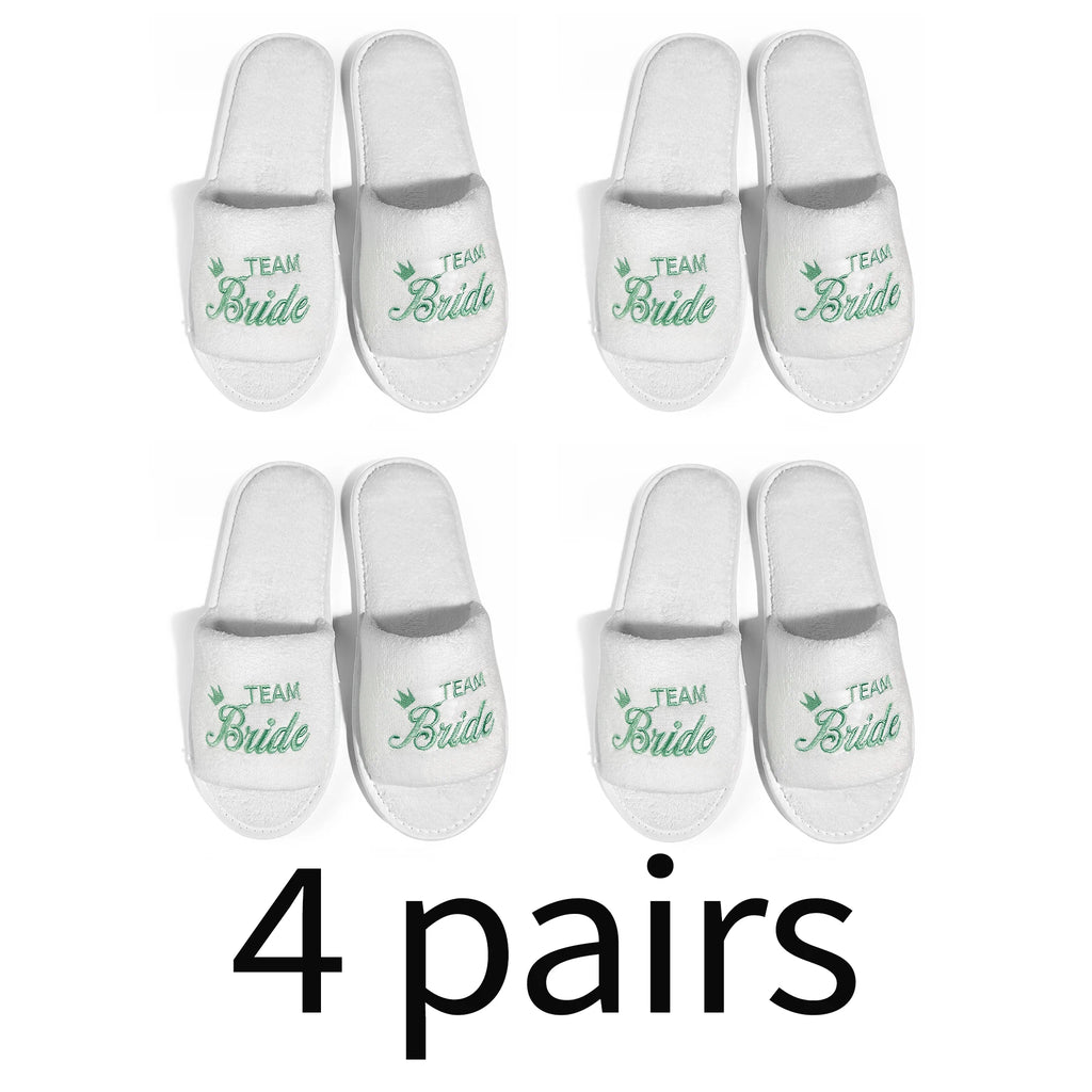 Bride & Bridesmaid, Wedding Party Guests Home Slip On Shoes Bridal Party Slippers Open-toe With Golden, Mint Green and Pink