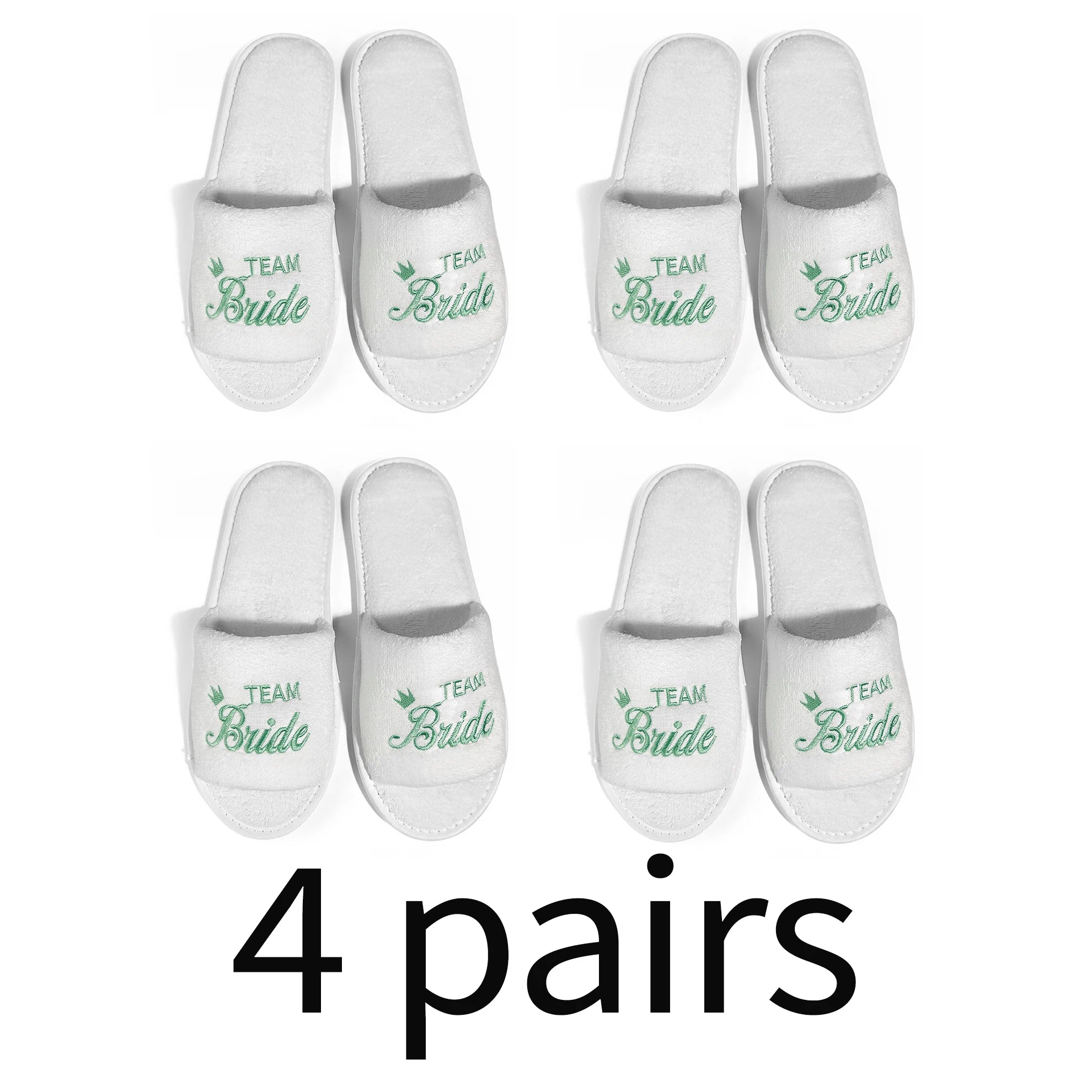 Bride & Bridesmaid, Wedding Party Guests Home Slip On Shoes Bridal Party Slippers Open-toe With Golden, Mint Green and Pink