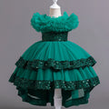 A127 Baby Girls Trailing Dress Princess Party Dress Flower Elegant Wedding Gown Big Bow Birthday Kids Dresses For Girls Children