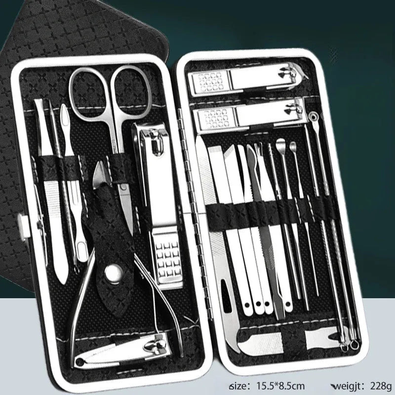19 Pieces Nail Care Set, Nail Clippers Dead Skin Remover Angled Scissors Household Manicure Tools