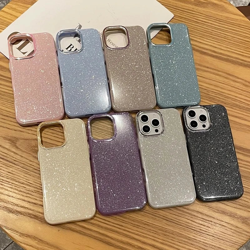 Luxury IMD Glitter Candy Color Hard Case For iPhone 16E 16 15 14 13 12 11 XS Max X XR SE 7 8 Plus Hybrid Silicone Soft PC Cover