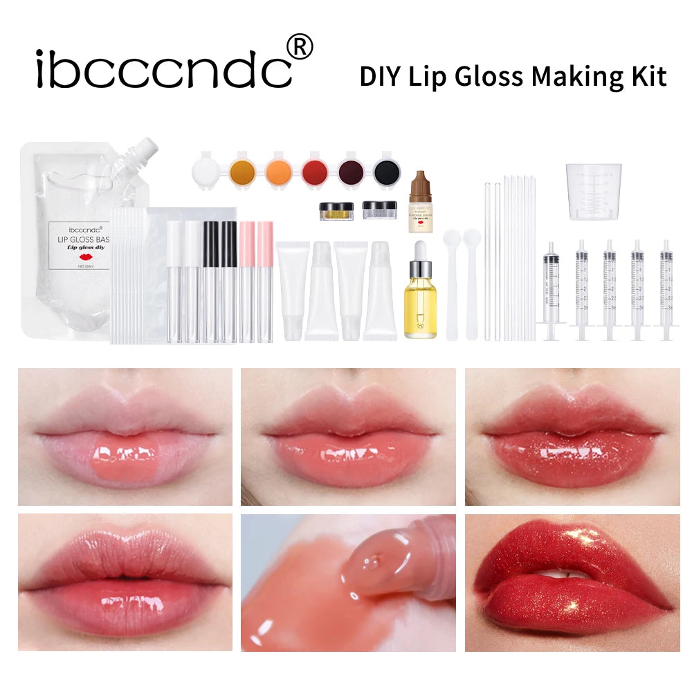 DIY Lip Gloss Making Kit Moisturizing Lip Gloss Base Diy Raw Material Tool Kit Shiny Glitter Lip Tints Glaze Handmade Cosmetic