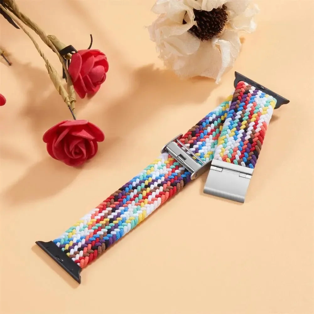 Braided solo loop strap For Apple watch band 44mm 40mm 45mm 41mm 42mm Nylon correa bracelet iWatch series 8 9 4 5 SE 6 7 Ultra 2
