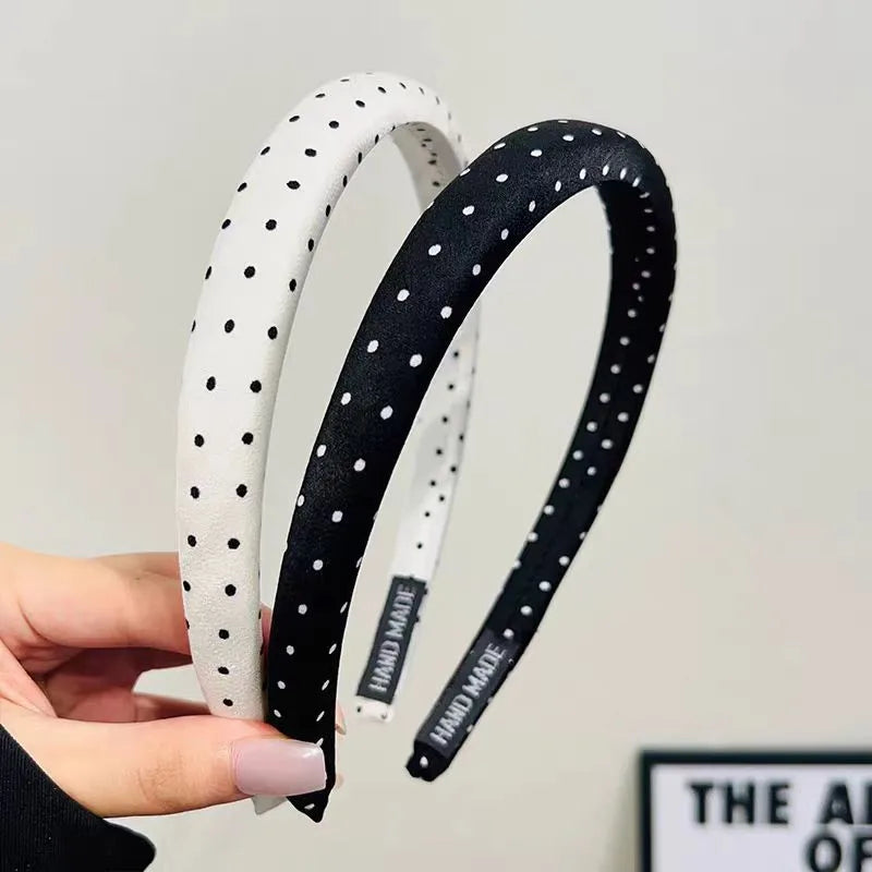 1/4pcs Simple Black White Polka Dot Wide Side Headband for Women Elegant Daily Wear Hair Band Fashion Girls Wash Face Hair Hoop