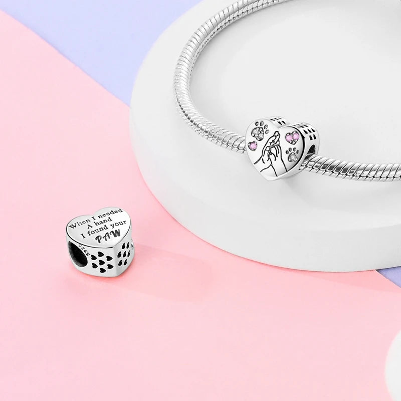 Hot Sale Charm Bead Pendant 925 Sterling Silver Firefly Love Heart Cats Dogs Sunflower Charm for Bracelet Women DIY Jewelry Gift