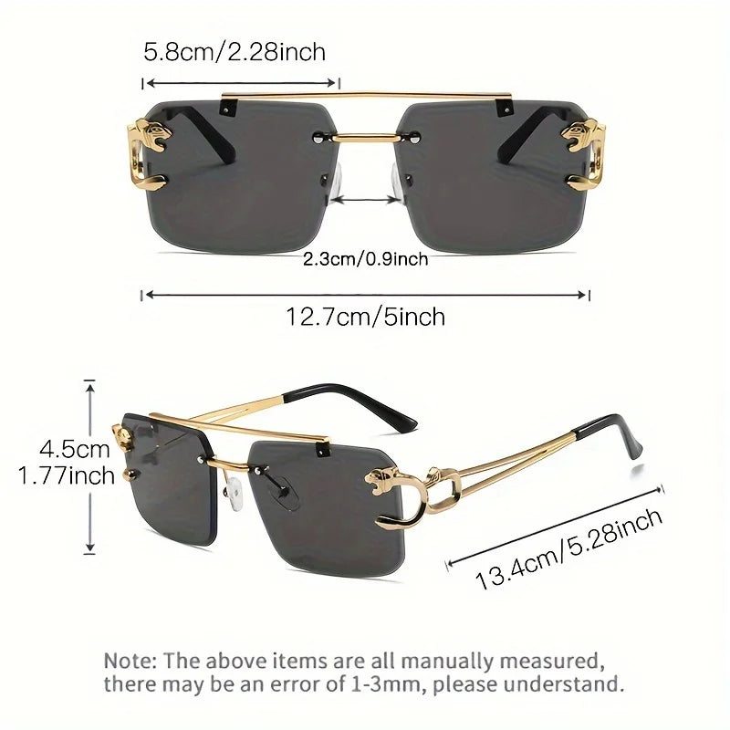 Vintage Luxury Golden Glasses Women's Punk Frameless High-End Men And Women Outdoor Eyewear Travel Anti Sun Glasses
