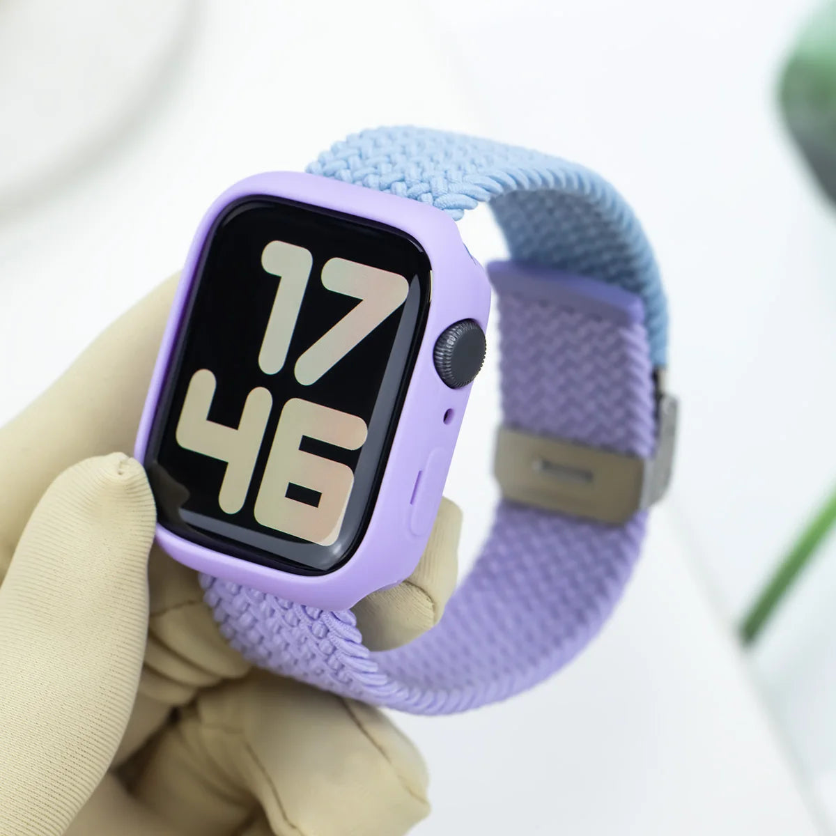 Korean Cute Braied Strap + Case For Apple Watch Band 49mm 41mm 45 44 38 42 Nylon Bracelet For iWatch Series 9 8 7 6 5 4 3 SE 40