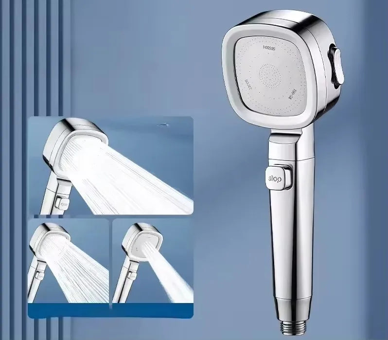 Upgraded 4 Modes High Pressure Shower Head with Stop Button Filiter Showers Massage Spa Handheld Showerhead Bathroom Accessories