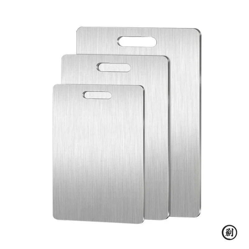 304 Stainless Steel Cutting Board Double Sided, Thickened Kitchen Chopping Block for Meat Vegetable Dough