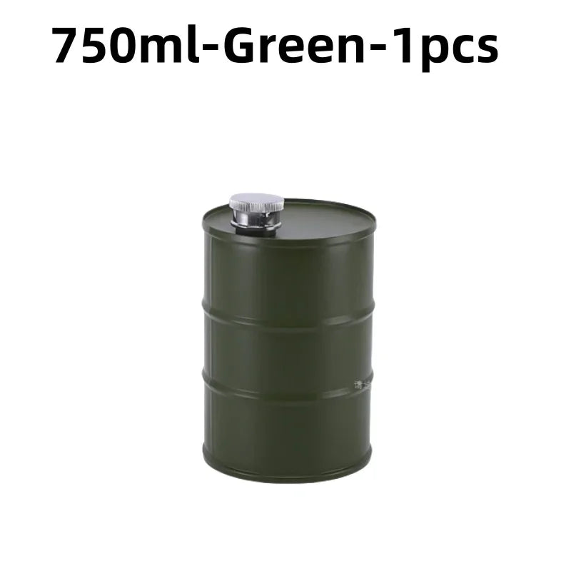 1Pc 25oz Water Bottle Drums Whisky  Portable Stainless Steel Hip Flask