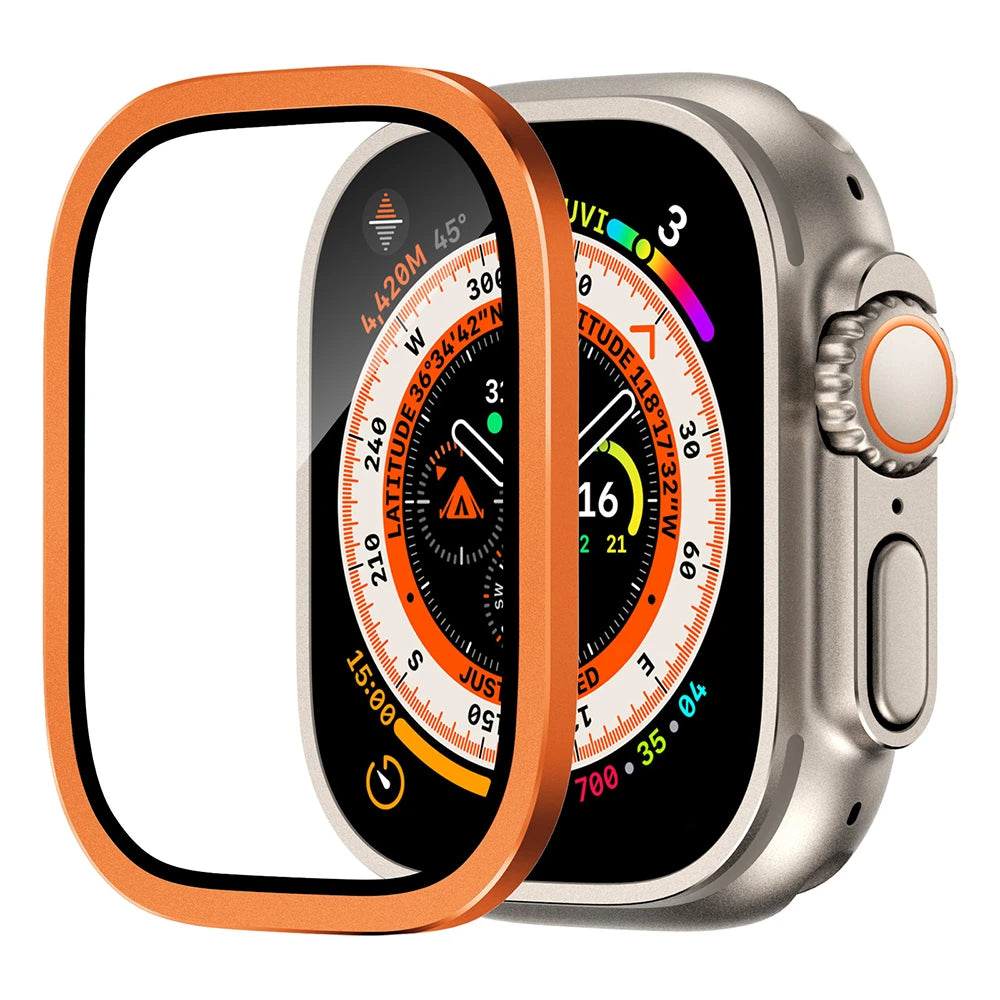 Tempered Glass for Apple Watch Ultra 2 49mm Screen Protector Metal Frame Anti-Scratch for IWatch Series Ultra 49 mm Accessories
