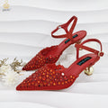 Happy Time Exquisite ! African Women's Shoes And Star Bag Rhinestone Embellished Pointed Toe Cutout Heels Square Clutch Bag