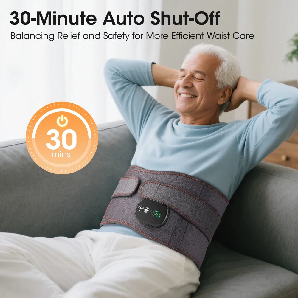 Electric Waist Massager Belt with Controller 5000mAh Vibration Red Light Warm Compress Heating Lumbar Support Belt for Women Men