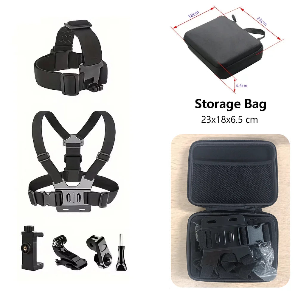 Mobile Phone Head Chest Strap Harness Mount Holder Kit Cell Phone Clip for IPhone/Samsung for GoPro AKASO DJI Osmo Action Camera