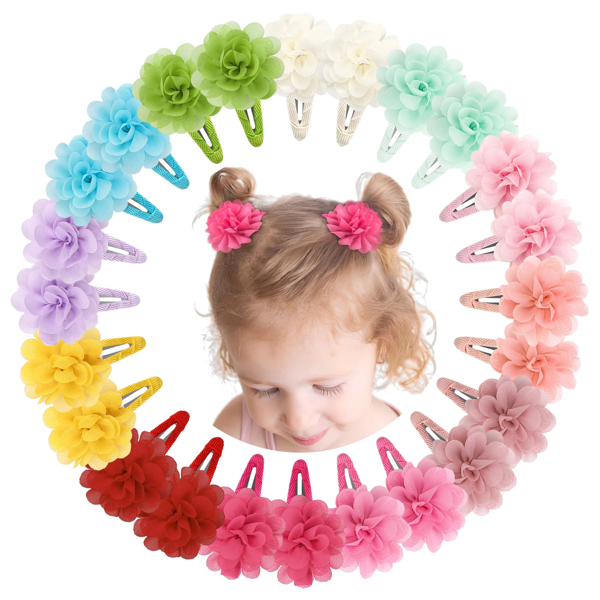 6Pcs Cute Chiffon Flower Anti Slip Bangs Hair Clip Princess Hair Accessory Suitable for Girls Daily Use a Choice as a Gift